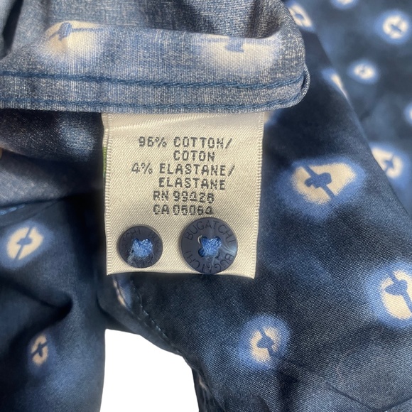 Bugatchi Large‎ Button Down Blue Print Cotton Men's Shirt - Picture 3 of 5